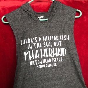 women’s grey hooded tank top